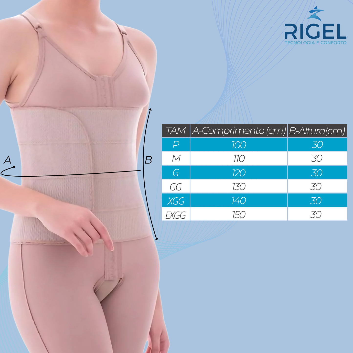 Faixa de 4 gomos para bariátrica ou cirurgia de hérnia
