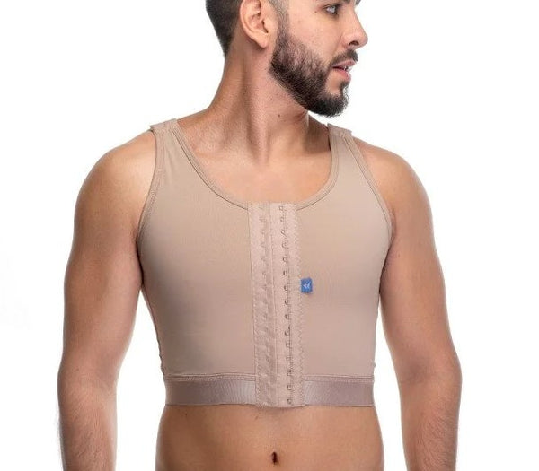 Colete curto masculino com alça regulável e fecho frontal