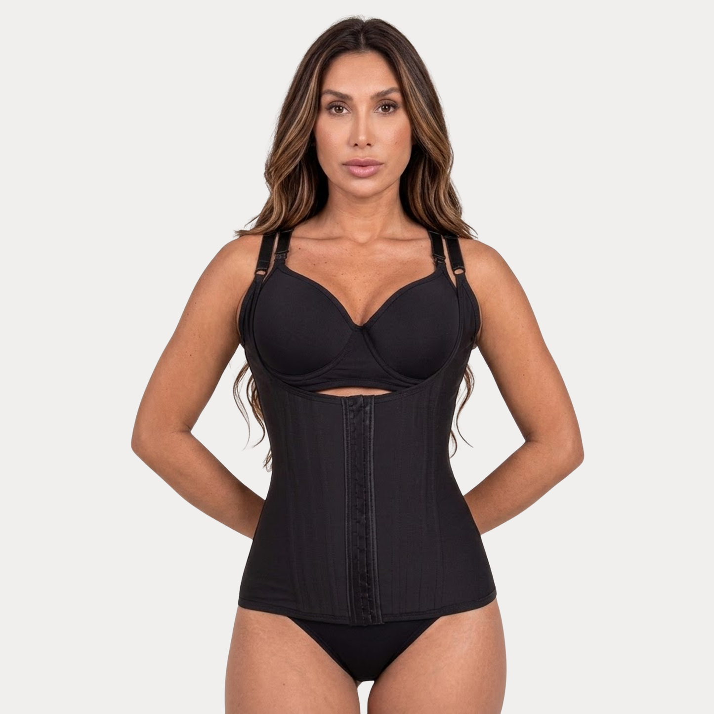 Cinta modeladora abdominal 16 barbatanas alça fina