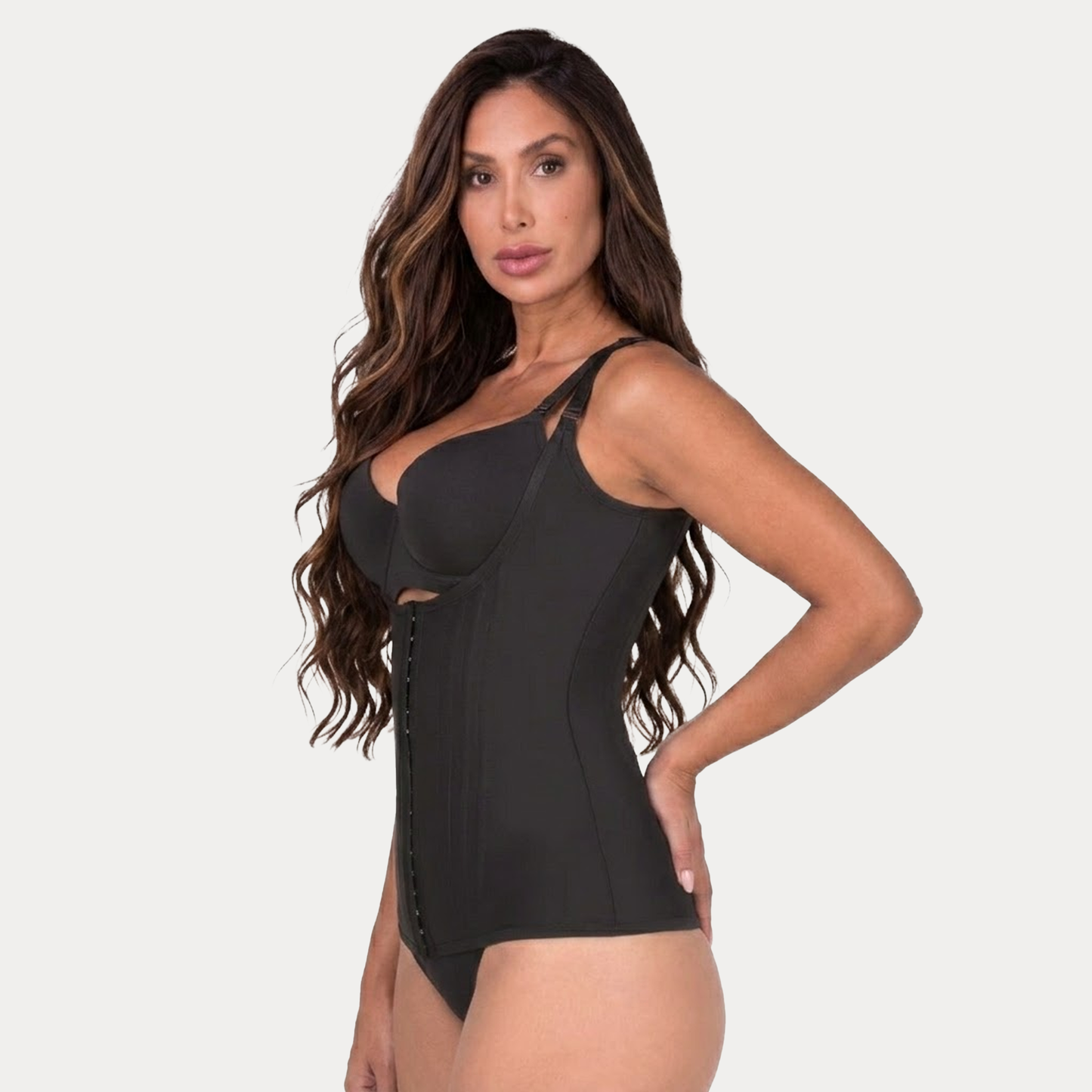 Cinta modeladora abdominal 16 barbatanas alça fina