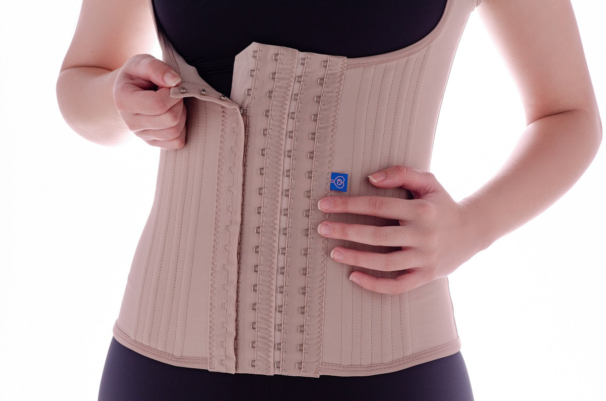 Cinta modeladora abdominal 16 barbatanas alça fina e fecho de 4 regulagens