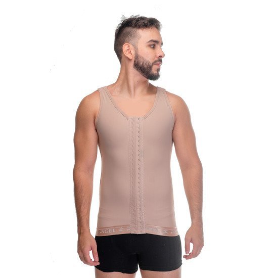 Colete longo masculino com alça regulável e fecho frontal Colete longo masculino com alça regulável e fecho frontal