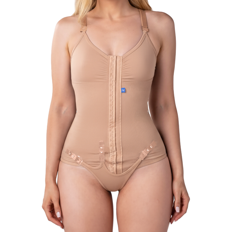Cinta body seamless pós-operatório alça fina com fecho frontal Cinta body seamless pós-operatório alça fina com fecho frontal
